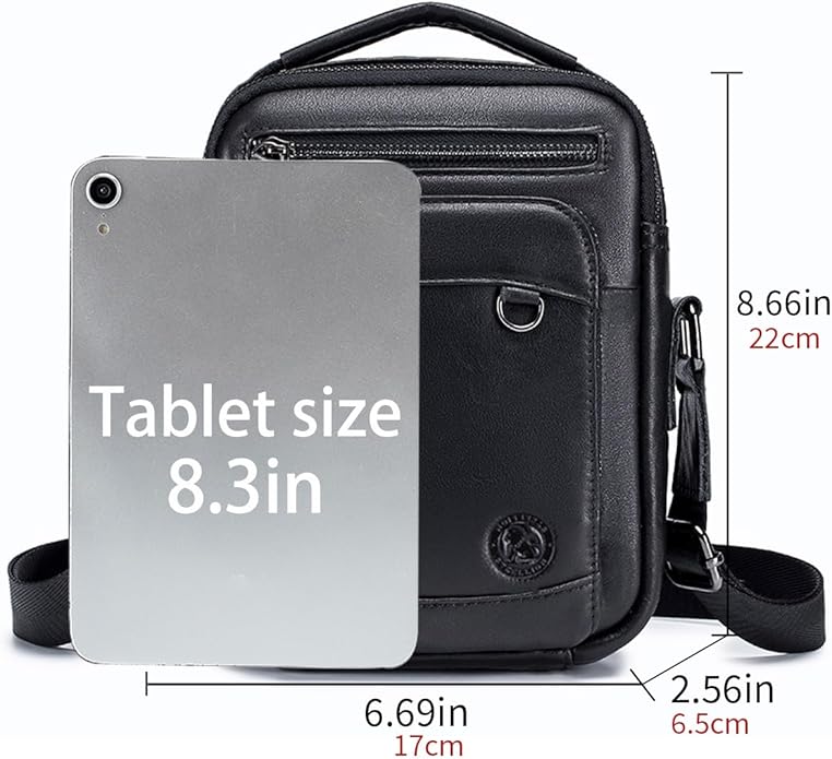 Men's Vinatge Leather Crossbody:Compact with Organized Pockets,Stylish & Functional for Everyday Carry