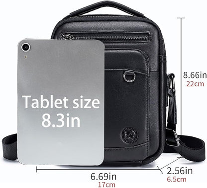 Men's Vinatge Leather Crossbody:Compact with Organized Pockets,Stylish & Functional for Everyday Carry