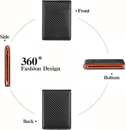 Wallet for Men Leather Slim Bifold Card Holder RFID Blocking Minimalist Front Pockets Wallet with Money Clip