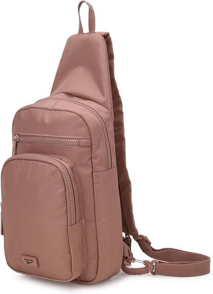 Reebok Unisex Crossbody Sling Bags – Compact Convertible Strap Cross Body Bag Travel Sling Bag - Gym & Travel Essential, Cosmos Choco Malt