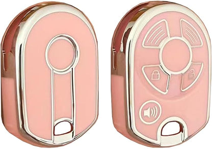Keyless Entry Systems Key for Ford Key Fob Cover Shell with Keychain Fit for Ford Transit Mustang Fusion Lincoln Mercury Smart Key (3Buttons Silver-Pink)