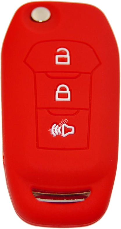 Silicone Key Fob Cover Remote Protector for Ford F150 F250 F350 F450 F550 Raptor Ranger Transit Fusion Bronco EcoSport Escape Explorer Expedition Lightning Maverick XLT (Flip Key)