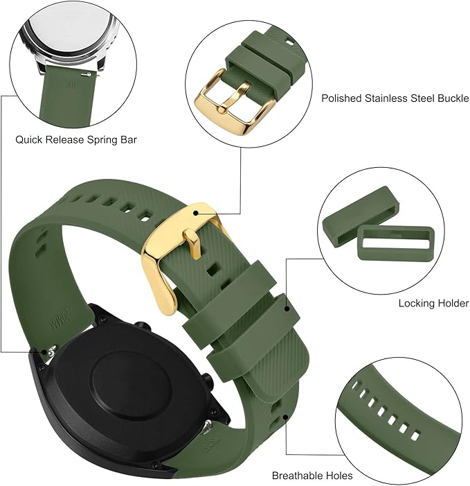 BISONSTRAP Watch Strap 18mm 19mm 20mm 21mm 22mm, Quick Release Silicone Watch Bands for Men Women