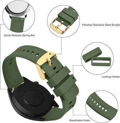 BISONSTRAP Watch Strap 18mm 19mm 20mm 21mm 22mm, Quick Release Silicone Watch Bands for Men Women