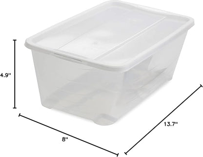 Life Story 6 Liter Shoe, Accessory, and Closet Plastic Storage Box Multi-Purpose Lidded Stacking Tote Containers, Clear (160 Pack)