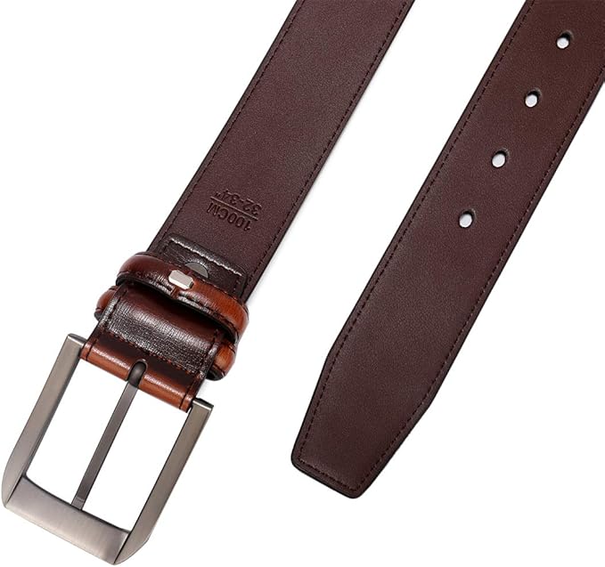 beltox fine Men’s Casual Leather Jeans Belts 1 1/2” Wide 4MM Thick Alloy Prong Buckle Work Dress Belt for Men