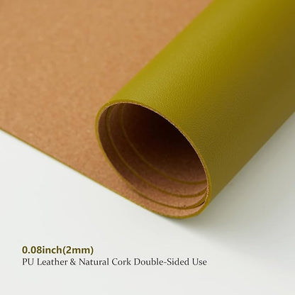 Cork Desk Mat - Dual-Sided Desk Pad for Office and Home - Desk Organization and Accessories - Ideal for Large Mouse Pad and Desk Mats on Top of Desks(Olive Green,27.6"x 13.8")