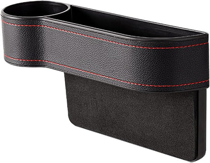 Car Seat Gap Filler Organizer Between Front seat car Organizer and Storage Box, Auto Premium PU Leather Console with Cup Holder, Car Pocket for Interior Essentials (for Driver Side)