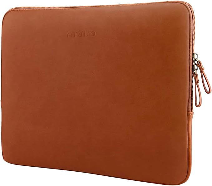 MOSISO Laptop Sleeve Bag 13 inch Compatible with MacBook Neo 13 A18/Air 13.6 inch 2026-2022 M4 M3 M2/Air 13 inch 2022-2018 M1/Pro 13 2026-2016 M2 M1, PU Leather Padded Bag Waterproof Case, Brown