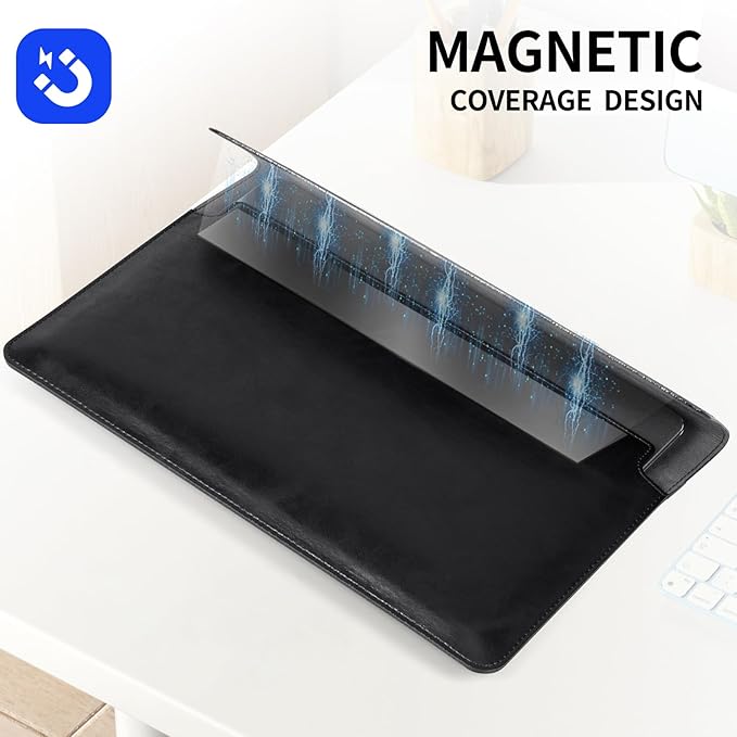 16 Inch Leather Laptop Sleeve Compatible with MacBook Pro 16 Inch M5 M4 M3 M2 M1 Pro/Max＆MacBook Air 15 Inch M5 M4 M3 M2, Genuine Leather Protective Case Cover,Vintage Black