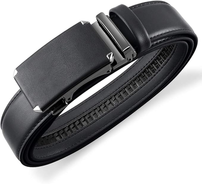 DOOPAI Belt Men, Ratchet Dress Adjustable 1 3/8" Sliding Leather Designer, Size Length Can be Cut, with Gift Box