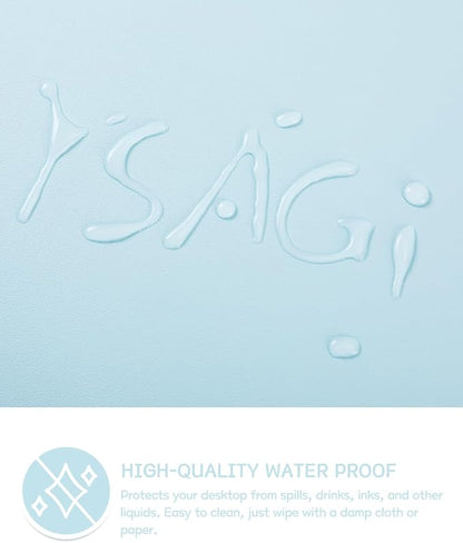 YSAGi Non-Slip Leather Desk Pad, Waterproof Laptop Computer Desk Keyboard Mat, Table Protector Blotter Mat, Large Mouse Pad for Office/Work/Home/Decor(Sky Blue, 23.6" x 13.7")