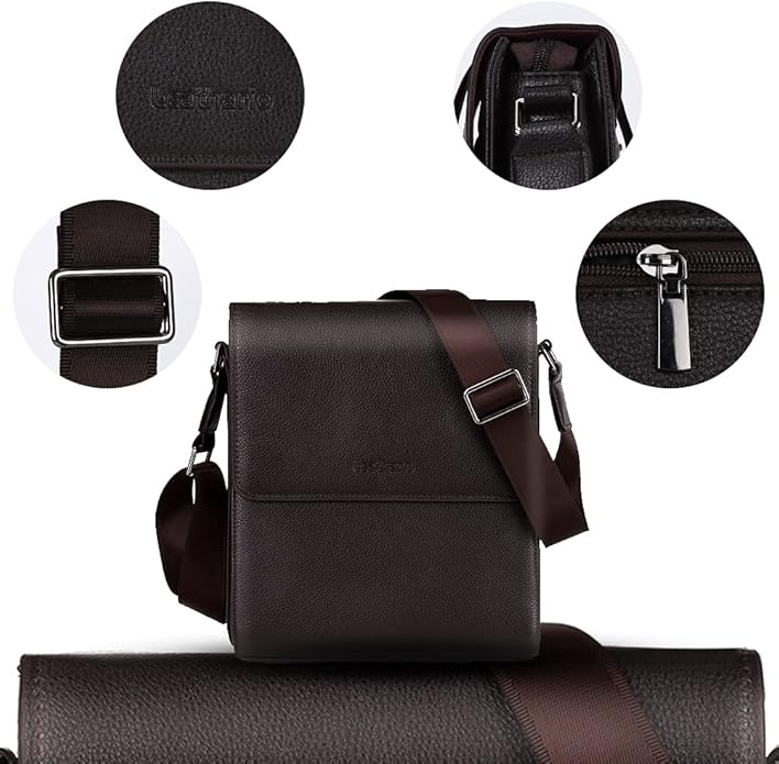 Leathario Men's Crossbody Bag,Vegan Leather Shoulder Messenger Purse Sling Satchel For Work Business Travel