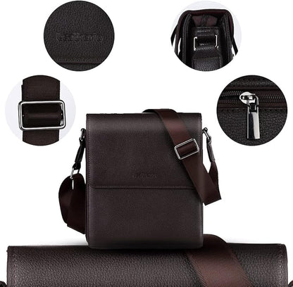 Leathario Men's Crossbody Bag,Vegan Leather Shoulder Messenger Purse Sling Satchel For Work Business Travel