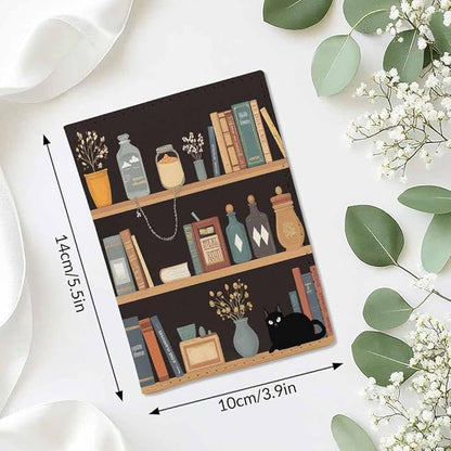 Vintage Books Passport Holder for Travel Old Mysterious Library Retro Things PU Leather Passport Cover Wallet Cute Passport Card Holder for Women and Men