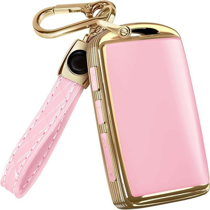 Lucrum Compatible with Mazda Key Fob Cover & Leather Keychain - TPU Case for 3, 6, CX-5 CX-9 CX-30 CX-50 CX-70 (2019-2025)