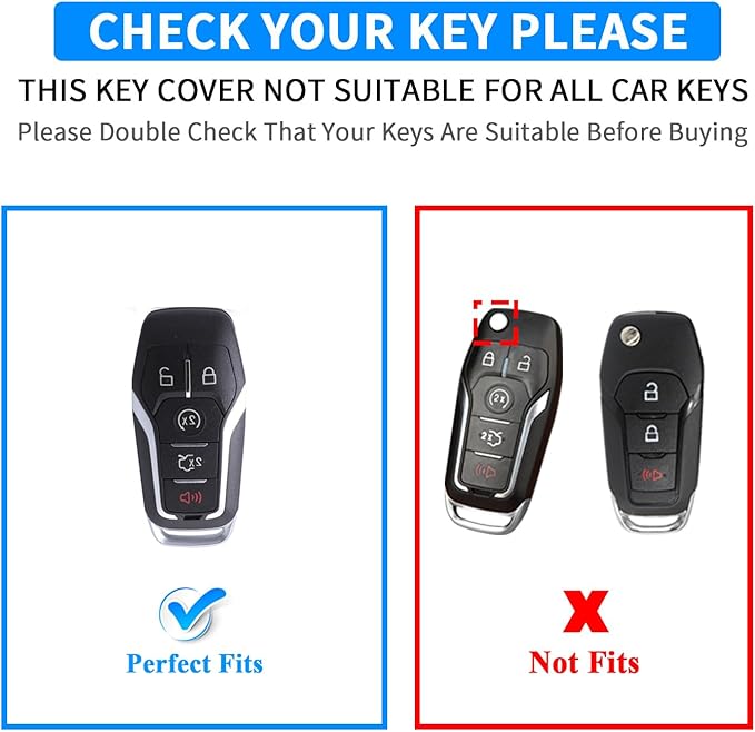 QBUC Key Fob Cover for Ford 2013-2018 Explorer F150 Lincoln MKC Fusion Mustang Edge 5 Buttons Smart Key (Red, Series 1)