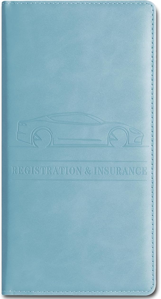 Car Accessories Registration and Insurance Holder,Leather Essential Card Magnetic Shut Vehicle Glove Box Organizer Case for Auto Driver License Document Truck Motorcycle Boat Men Women-Blue