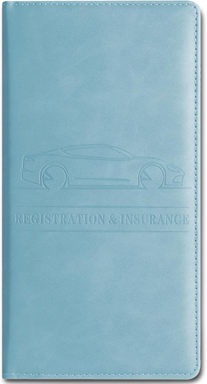 Car Accessories Registration and Insurance Holder,Leather Essential Card Magnetic Shut Vehicle Glove Box Organizer Case for Auto Driver License Document Truck Motorcycle Boat Men Women-Blue
