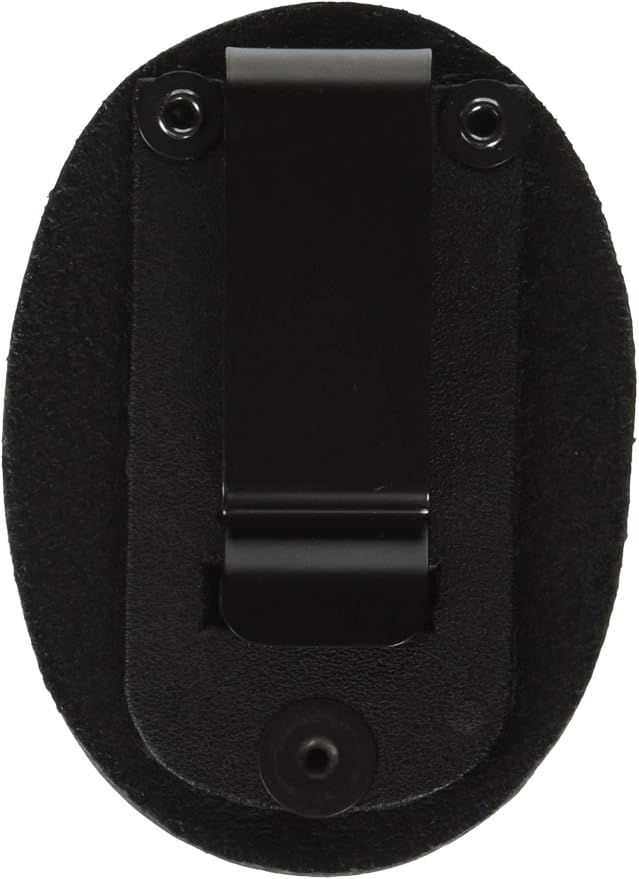 Boston Leather Oval Clip on Badge Holder Plain Finish (Black Leather)