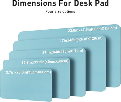 Aothia Faux Leather Desk Mat – Large Mouse Pad, Non-Slip PU Leather Blotter, Waterproof Writing Surface for Office and Home (Blue Topaz, 47.2" x 23.6")