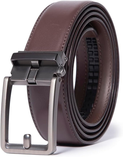 Fabio Valenti Mens Belt,Ratchet Belt Dress with 1 3/8" Genuine Leather with Easier Adjustable Buckle, Trim to Fit