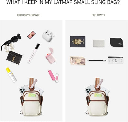 LATMAP Sling Bag For Women Faux Leather Small Casual Daypack Backpack Fanny Pack Crossbody Chest Bags Purse