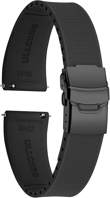 ULLCHRO Silicone Watch Band Quick Release Strap FKM Waterproof Watch Bands for Men 20mm 22mm Replacement Strap Sport Rubber Watchband