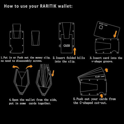 Minimalist Carbon Fiber Wallet for Men, Money Clip Cash Strap Wallet, RFID Blocking Metal Wallet Aluminum Card Holder,Front Pocket Wallet(Carbon Fiber)