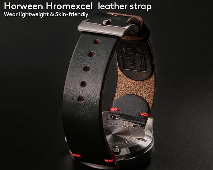 hemsut h Leather Watch Bands for Men, Horween Quick Release Leather Watch Strap Vintage Watch Replacement Wrap of 18mm, 20mm, 22mm