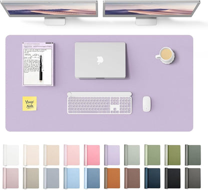 YSAGi Leather Desk Protector, Office Mat, Large Mouse Mat, Non-Slip PU Leather Blotter, Laptop Desk Pad, Waterproof Writing Pad for Office and Home (Light Purple, 47.2" x 23.6")