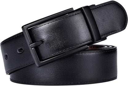 beltox fine Men's Dress Belt Leather Reversible 1.25" Wide Rotated Buckle Gift Box