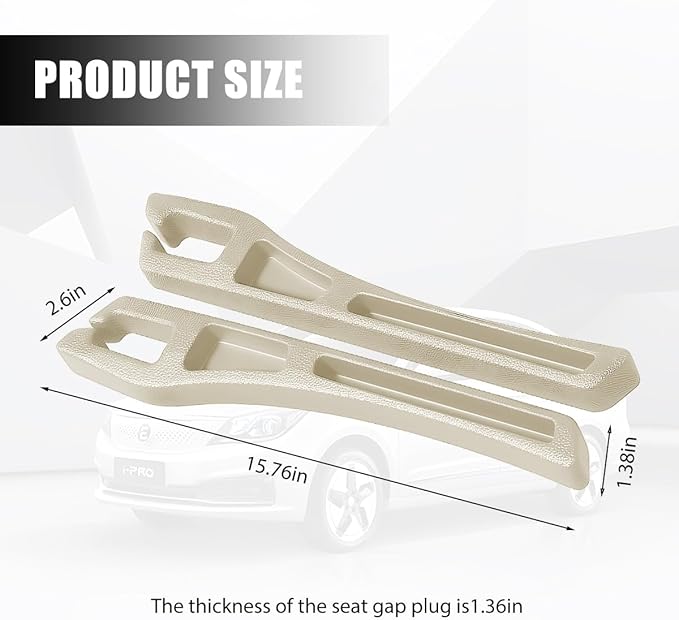 Car Seat Gap Filler, 2PCS Crevice Blocker Stopper Between Vehicle Seat Console, No Drop Automotive Fill Crevice Guard Interior Accessories, Universal for SUV Truck Sedan (Beige)