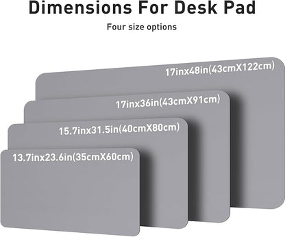 Aothia Leather Desk Pad Protector, Mouse Pad, Office Desk Mat, Non-Slip PU Leather Desk Blotter, Laptop Desk Pad, Waterproof Desk Writing Pad for Office and Home (48"x17", Light Grey)