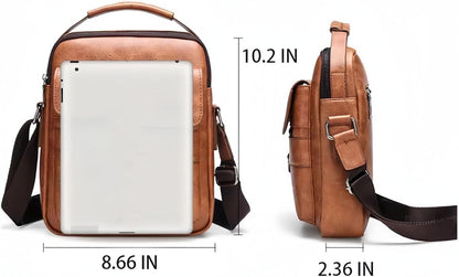 Small Crossbody Bag, Mens Shoulder Bag, Vintage leather Bag Office Business for Men, Handbag Purse Zipper