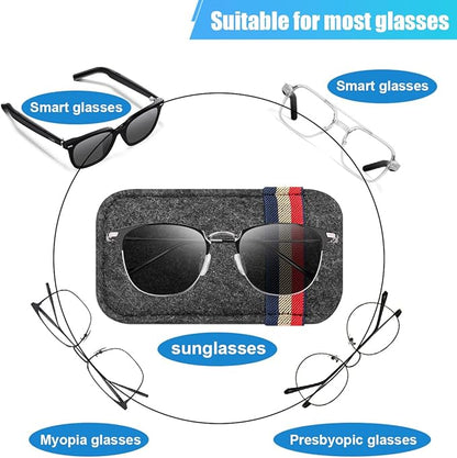 Sunglass Holder for Car Sun Visor Organizer – 6.1"×3.6" Soft Felt Eyeglasses Organizer Card Pocket for Pen Invoice, Universal Clip-on Glasses Holder Storage Pouch for Cars SUV Trucks (Grey)