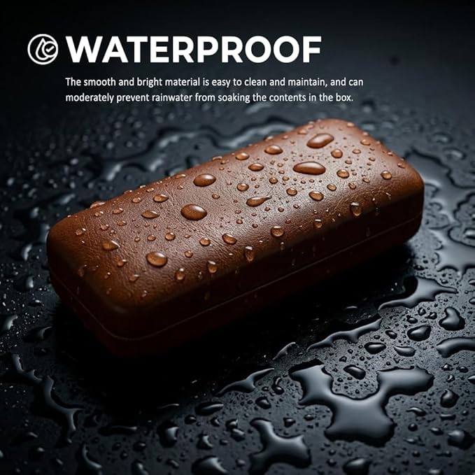 Premium Curved Rectangular Glasses Case, Hard Shell PU Leather Eyewear Holder. Magnetic Closure.