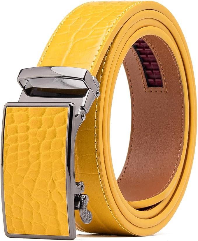 Fabio Valenti Mens Belt,Ratchet Belt Dress with 1 3/8" Genuine Leather with Easier Adjustable Buckle, Trim to Fit