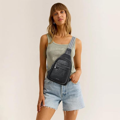 Leresas 7L Sling Bag for Women Men Vegan Leather Crossbody Bags Fanny Pack Purse Backpack Over Shoulder Bag Travel Anti Theft