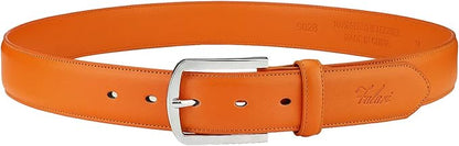 Falari Men Genuine Leather Casual Dress Belt With Single Prong Buckle, Classic Style Belt