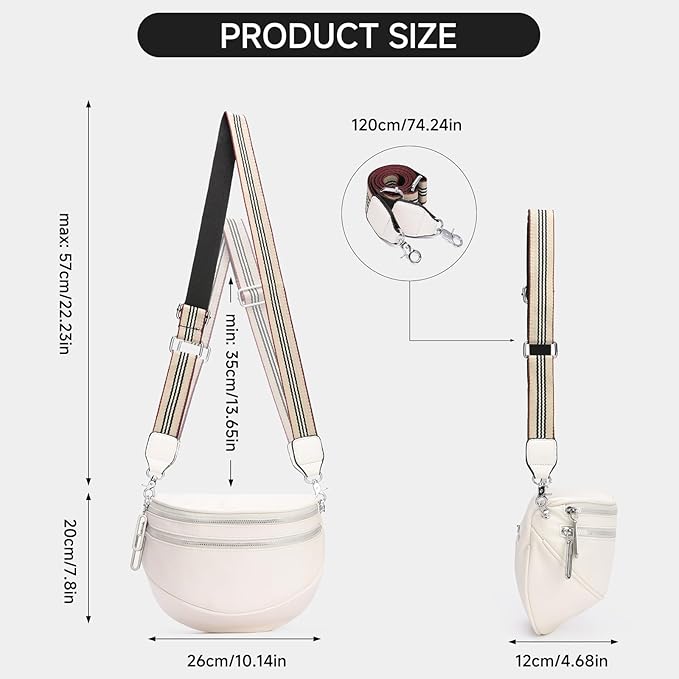 GAEKEAO Crossbody Bum Bags for Women Vegan Leather Fanny Packs Belt Bag Trendy Cross Body Purse Travel