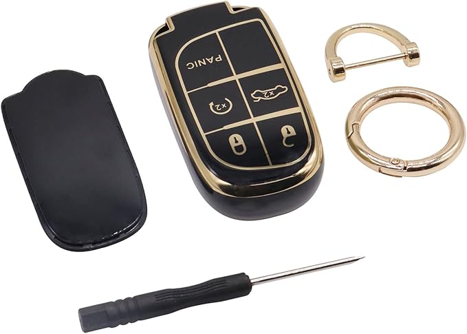 Elegananccy for Jeep Key Fob Cover, Soft Full Protection Key Case Shell Compatible with 2016 2017 2018 Jeep (Black)