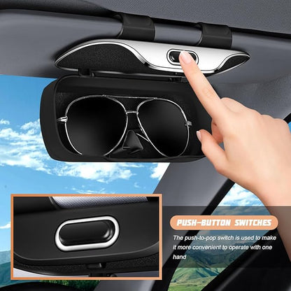 zipelo Sunglasses Holder for Car Sun Visor, Protective Automotive Eyeglasses Storage Case Hanger, Soft Vehicle Interior Glasses Organizer Box Accessories, Universal Fit (Carbon Fiber)