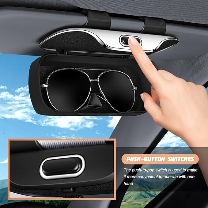 zipelo Sunglasses Holder for Car Sun Visor, Protective Automotive Eyeglasses Storage Case Hanger, Soft Vehicle Interior Glasses Organizer Box Accessories, Universal for SUV Sedan Truck (Gray)