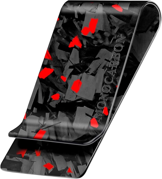 MONOCARBON Carbon-Fiber-Money-Clip-for-Men, Minimalist-Money-Holder for Cash, High Elastic Carbon-Fiber-Wallet, Slim and Durable