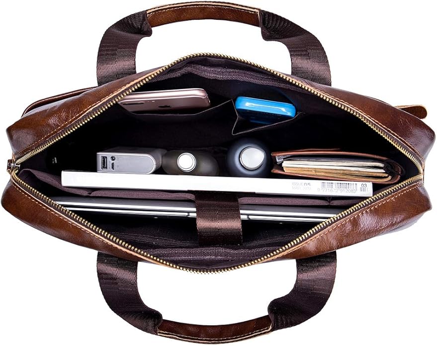 Hebetag Small Leather Sling Shoulder Bag Messenger Pack for Men Women Outdoor Travel Business