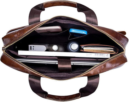 Hebetag Small Leather Sling Shoulder Bag Messenger Pack for Men Women Outdoor Travel Business