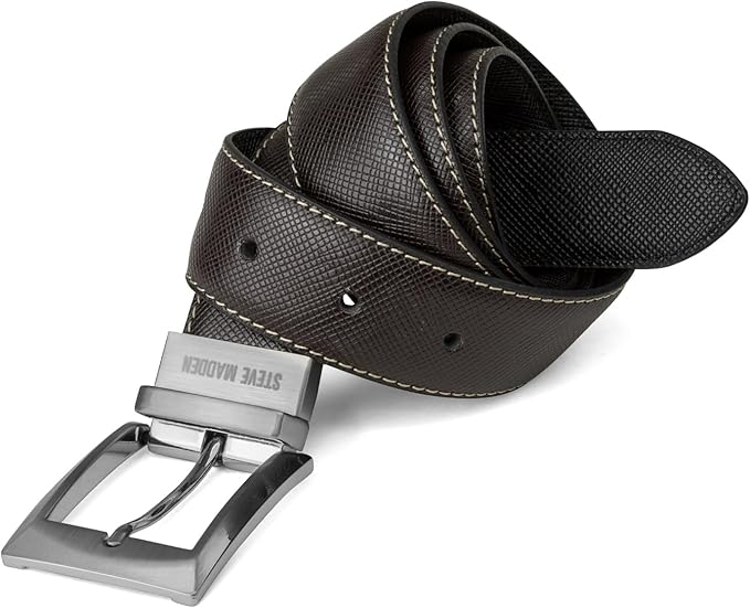 Steve Madden Men's Reversible Men's Dress Casual Every Day Leather Belt