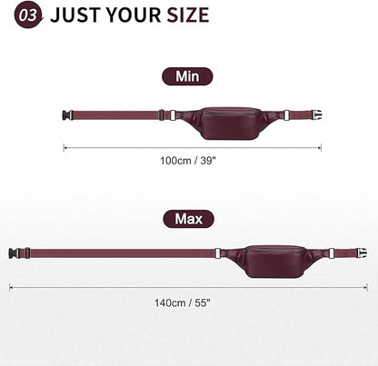 Faux Leather Belt Bag for Men, Crossbody Sling Bag with Adjustable Strap, Back Zipper Pocket, Large Capacity Waist Pack for Travel, Work, Every, Purple