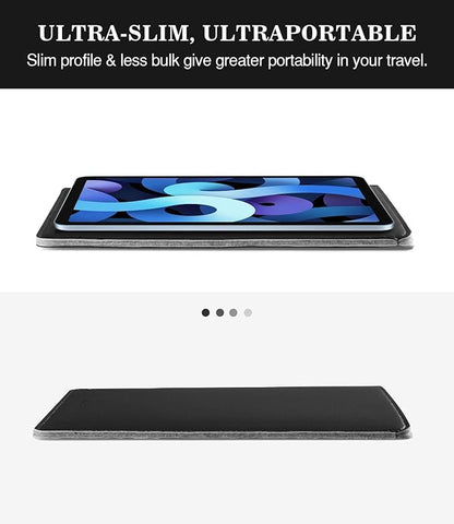 MoKo 9-11 Inch Tablet Sleeve, PU Leather Briefcase Slim Stylish Case Fits New 11-inch iPad Air M4 2026/iPad Pro M5, Air 5/4th 10.9, 10th Gen 10.9, 9/8. Gen 10.2, Tab S8/S9 11, Black